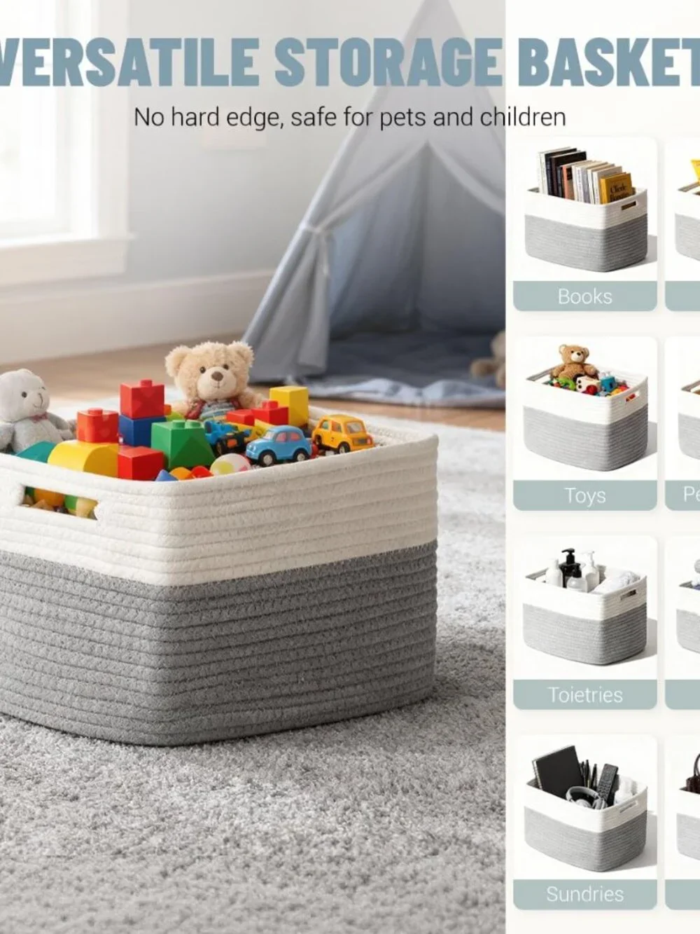 New 5 Pack Woven Storage Baskets, Decorative Storage Bins for Organizing | 13.8